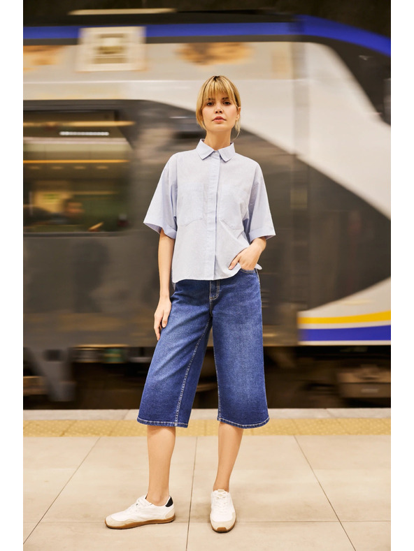 Moodo Сини дамски дънкови шорти Moodo