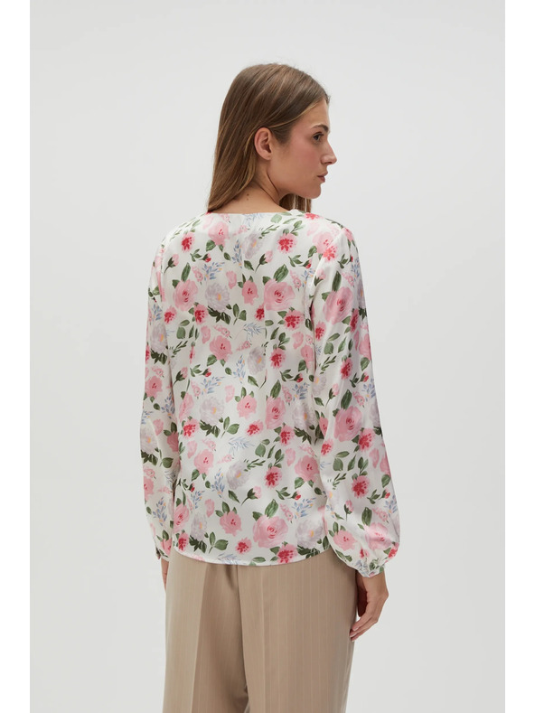 Moodo Бяла дамска цветна блуза Moodo