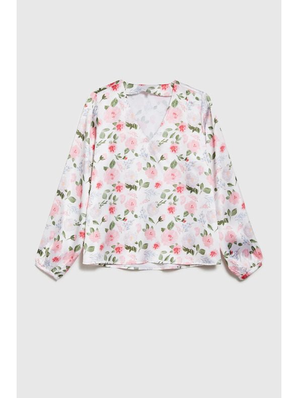 Moodo Бяла дамска цветна блуза Moodo
