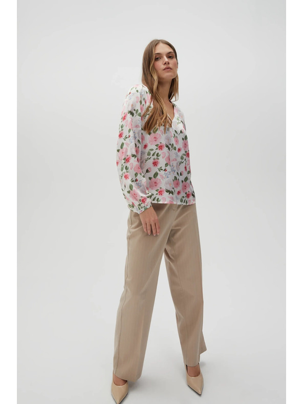 Moodo Бяла дамска цветна блуза Moodo