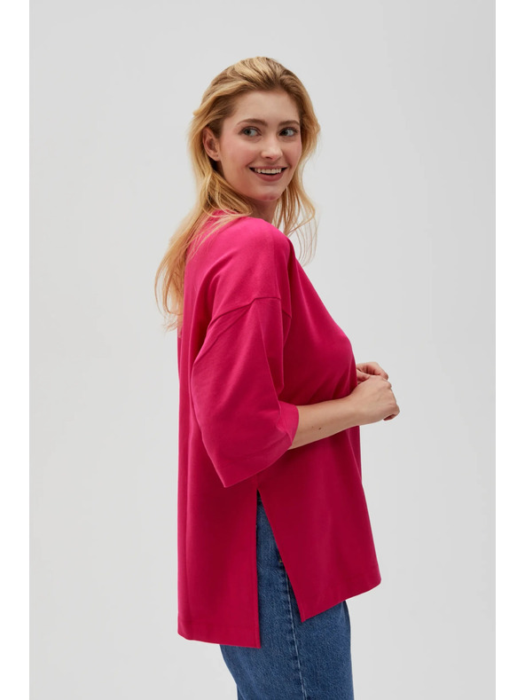 Moodo Фуксиева дамска суитшърт с цепки Moodo