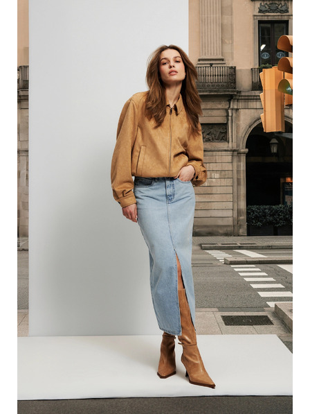 Moodo Дълга дънкова пола с цепка Moodo