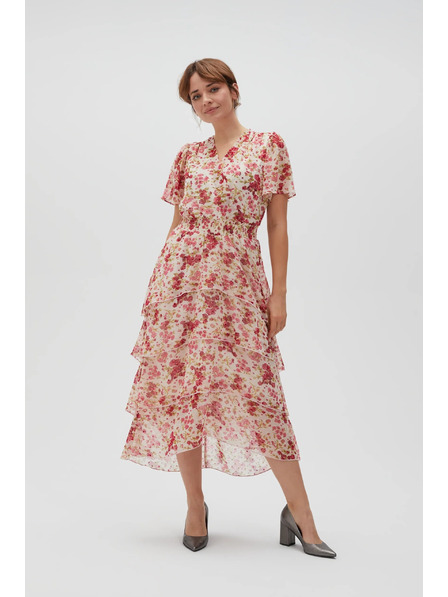 Moodo Бяло-червени цветни дамски рокли Moodo