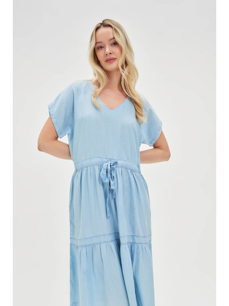 Moodo Светлосини миди рокли с волани Moodo