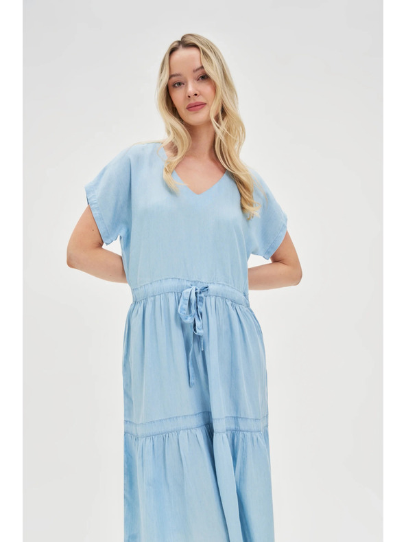 Moodo Светлосини миди рокли с волани Moodo