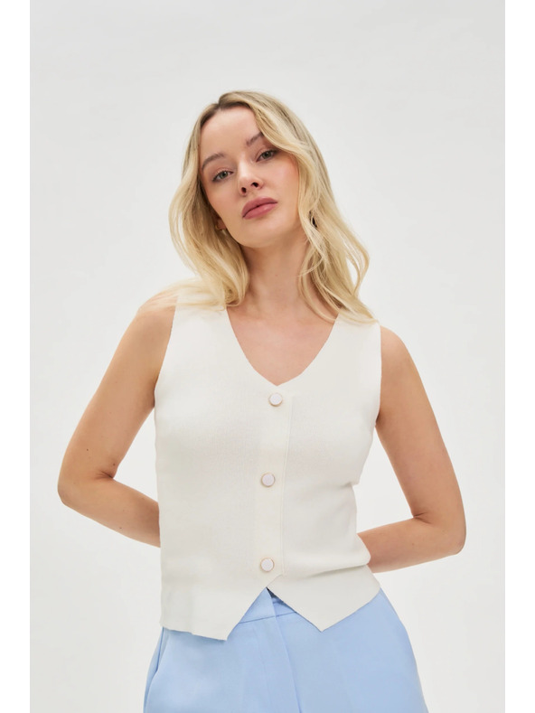 Moodo Бял дамски потник с копчета Moodo