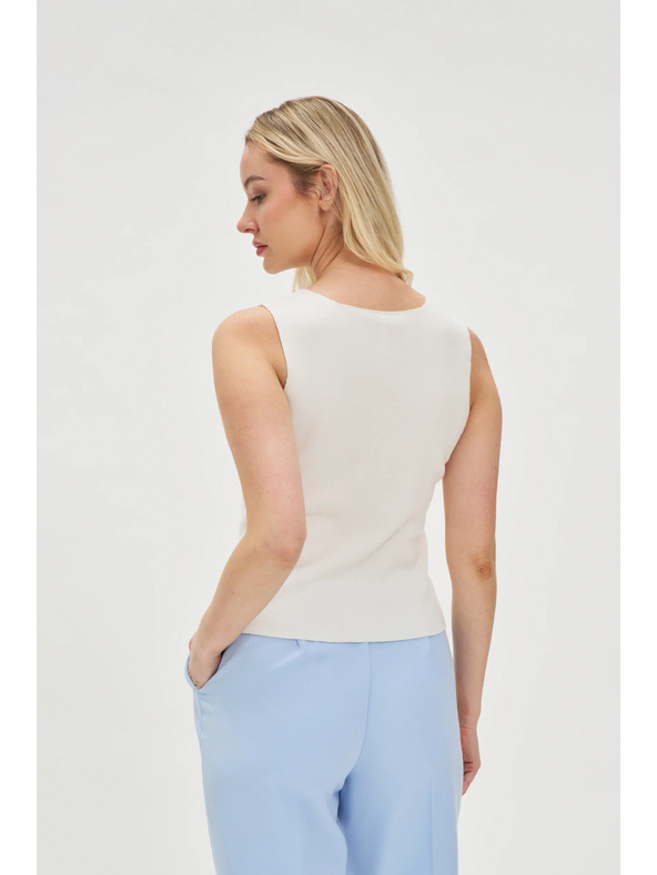 Moodo Бял дамски потник с копчета Moodo