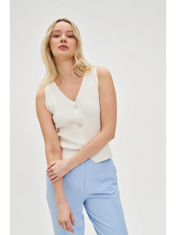 Moodo Бял дамски потник с копчета Moodo