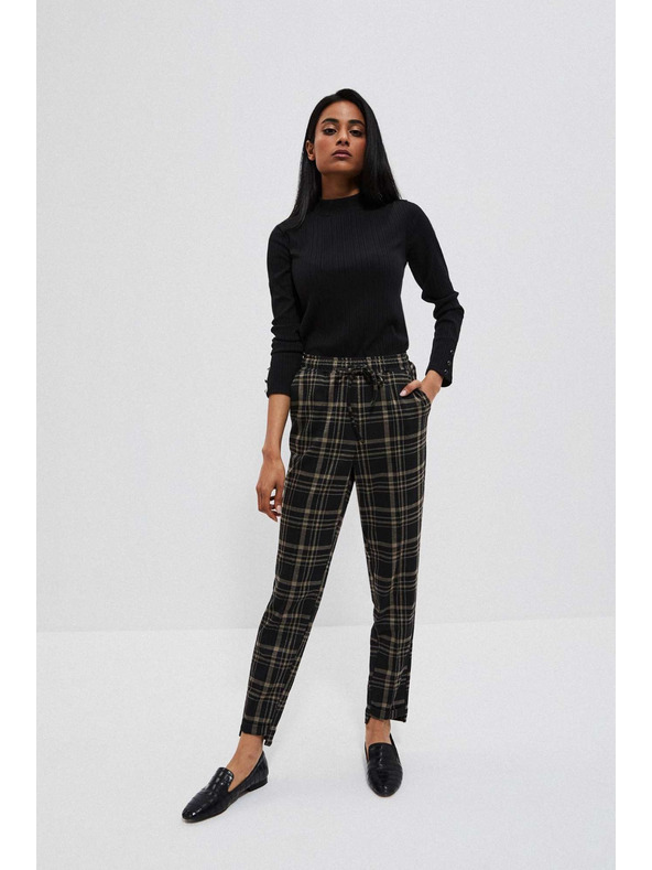 Moodo Черна ребрена тениска с дълъг ръкав