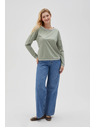 Moodo Маслинена дамска тениска с дълъг ръкав Moodo