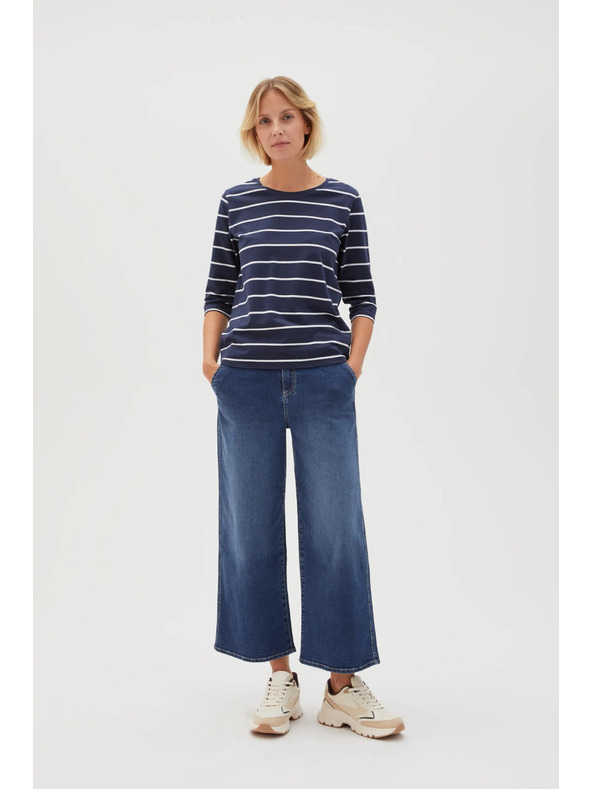 Moodo Тъмносиня дамска тениска с дълъг ръкав Moodo