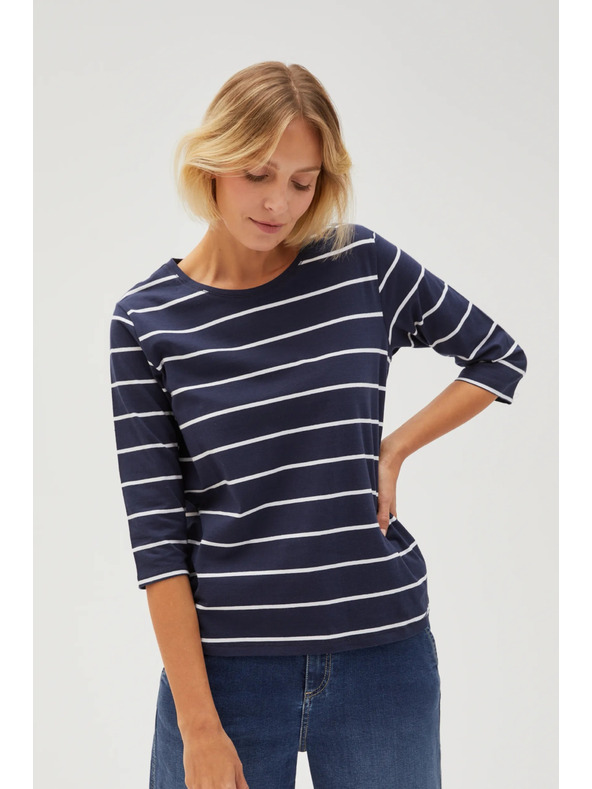 Moodo Тъмносиня дамска тениска с дълъг ръкав Moodo