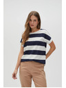 Moodo Синьо-бяла раирана дамска тениска Moodo