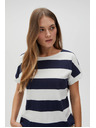 Moodo Синьо-бяла раирана дамска тениска Moodo