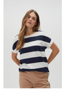 Moodo Синьо-бяла раирана дамска тениска Moodo