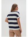 Moodo Синьо-бяла раирана дамска тениска Moodo