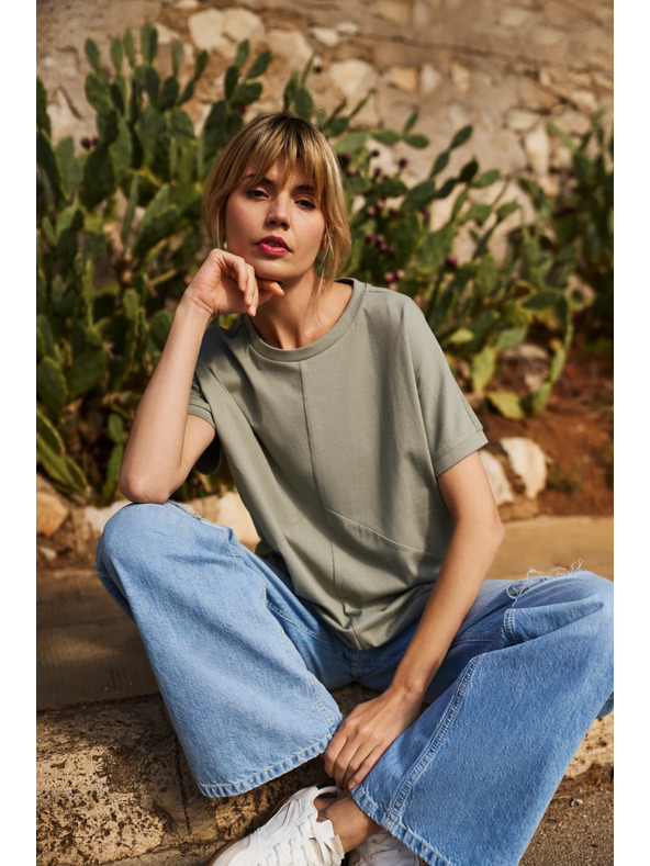 Moodo Каки дамска свободна тениска Moodo