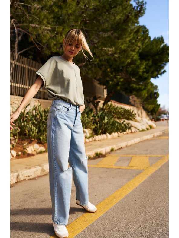 Moodo Каки дамска свободна тениска Moodo