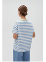 Moodo Синьо-бяла раирана тениска с жълта яка
