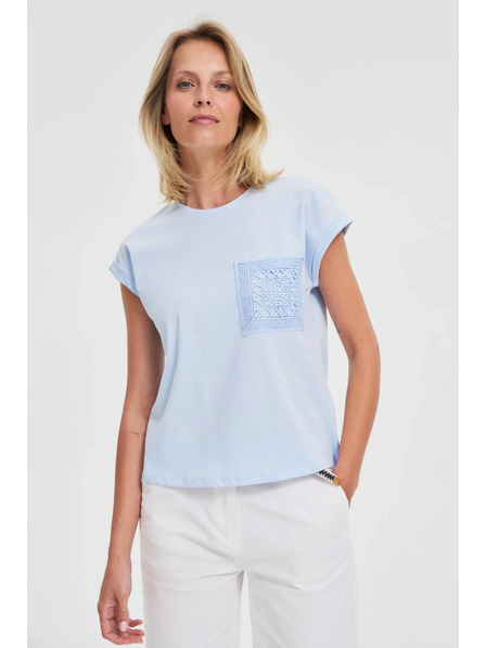 Moodo Светлосин памучен топ с джоб