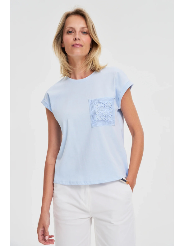 Moodo Светлосин памучен топ с джоб