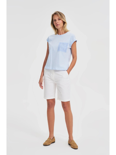 Moodo Светлосин памучен топ с джоб