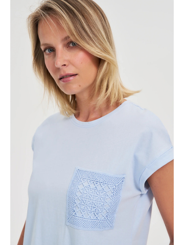 Moodo Светлосин памучен топ с джоб