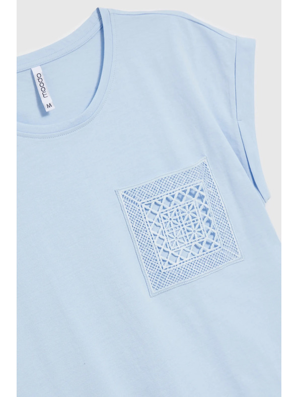 Moodo Светлосин памучен топ с джоб