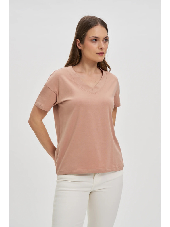 Moodo Светлокафява дамска тениска Moodo