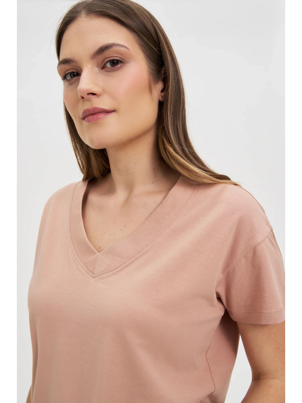 Moodo Светлокафява дамска тениска Moodo