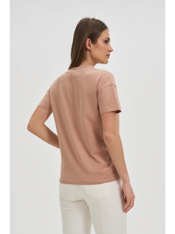 Moodo Светлокафява дамска тениска Moodo
