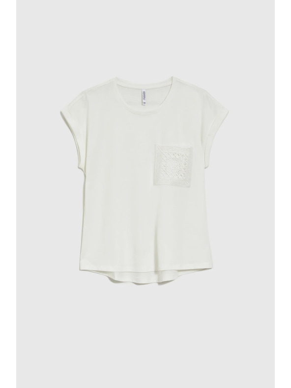 Moodo Бял памучен топ с джоб