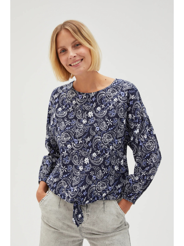 Moodo Тъмносиня щампована дамска блуза