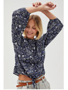 Moodo Тъмносиня щампована дамска блуза