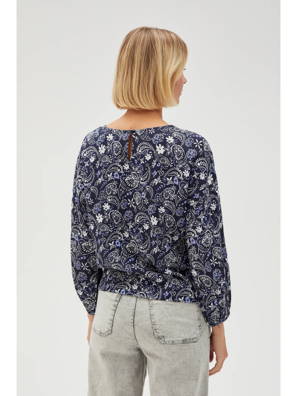 Moodo Тъмносиня щампована дамска блуза