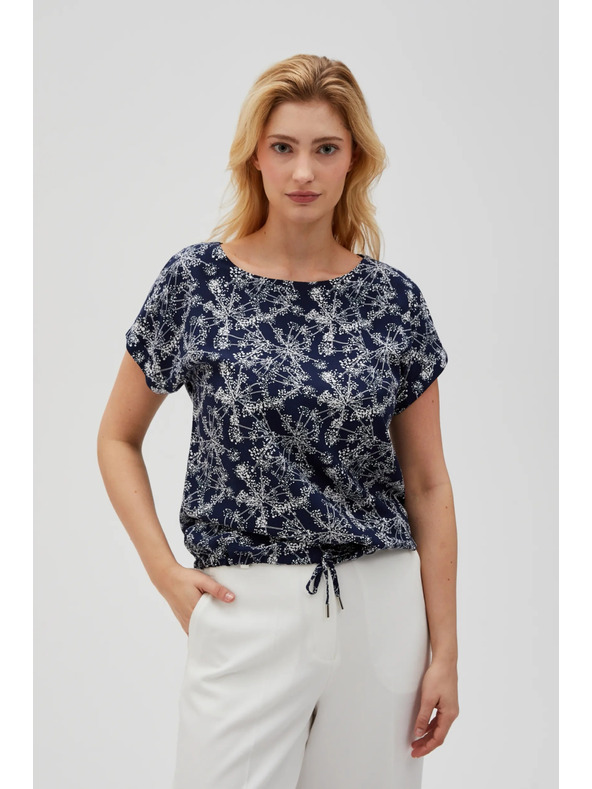 Moodo Тъмносиня дамска блуза с връзване