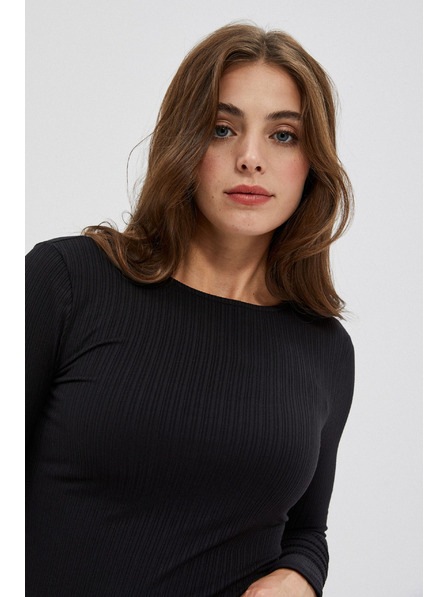 Moodo Черна дамска тениска с дълъг ръкав