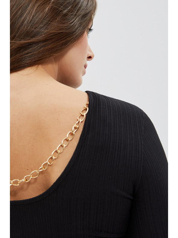 Moodo Черна дамска тениска с дълъг ръкав