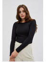 Moodo Черна дамска тениска с дълъг ръкав