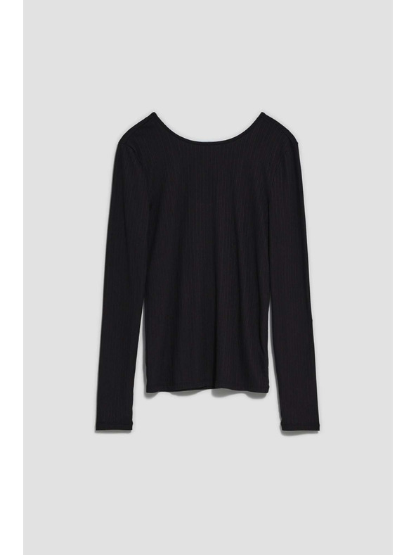 Moodo Черна дамска тениска с дълъг ръкав