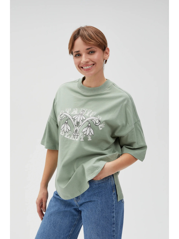 Moodo Маслинена дамска тениска