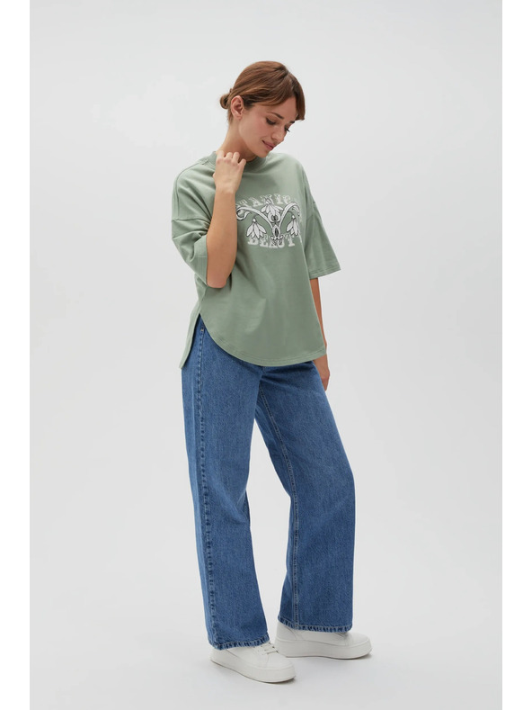 Moodo Маслинена дамска тениска