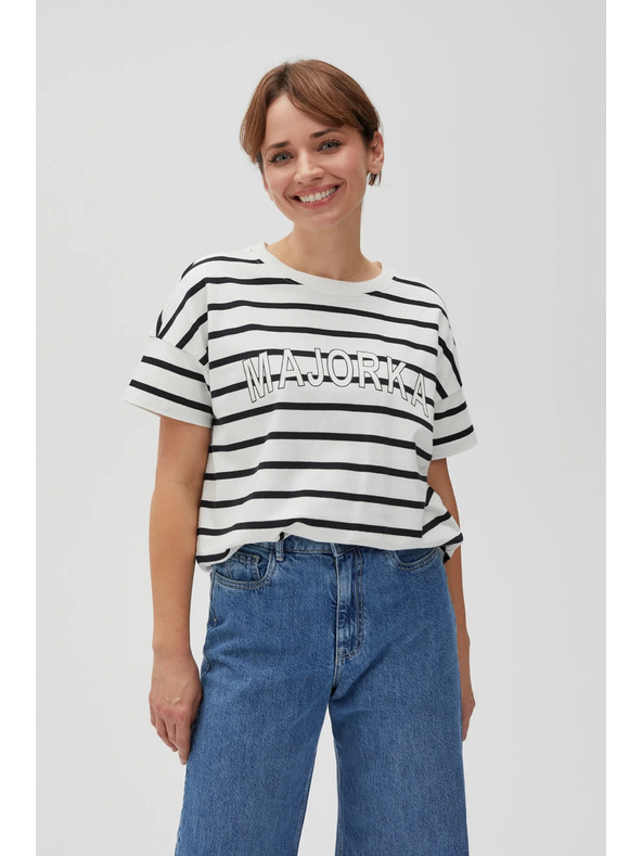 Moodo Бяла дамска райета тениска