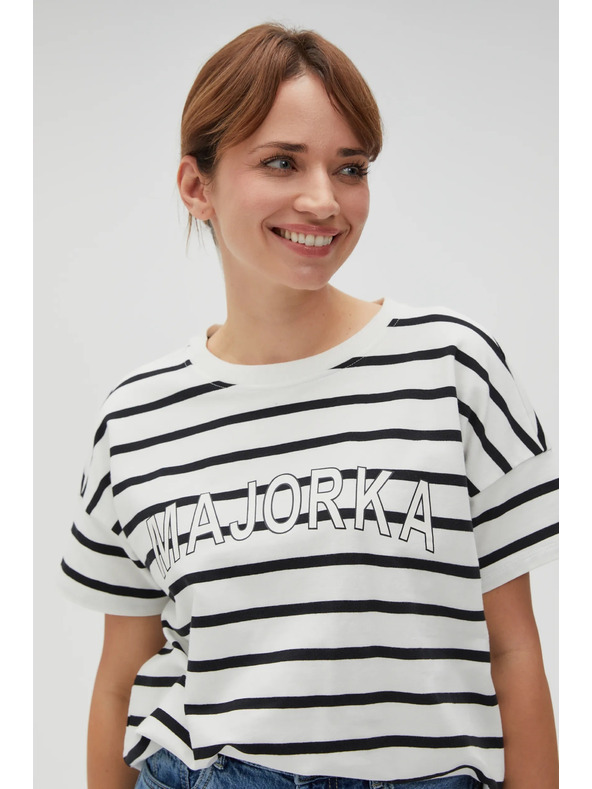 Moodo Бяла дамска райета тениска