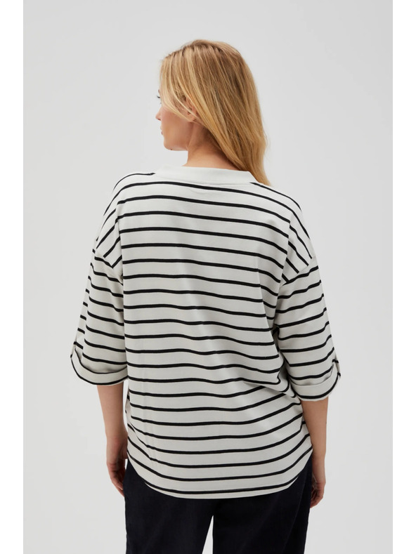 Moodo Бяло-черно райе свободна тениска