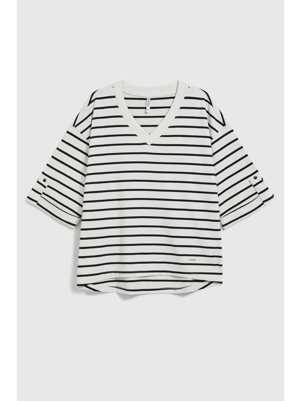 Moodo Бяло-черно райе свободна тениска