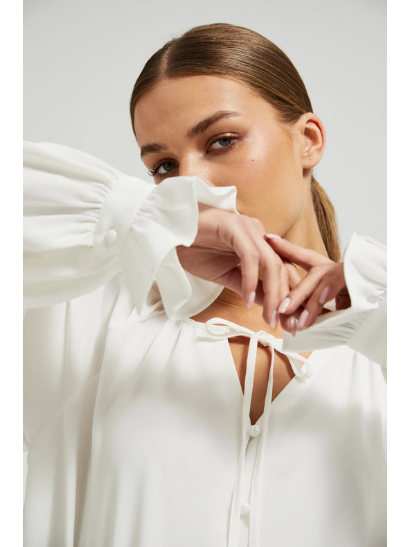 Moodo Бяла дамска блуза с воали