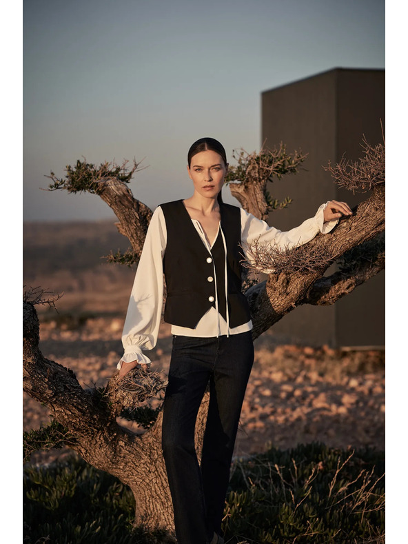 Moodo Бяла дамска блуза с воали