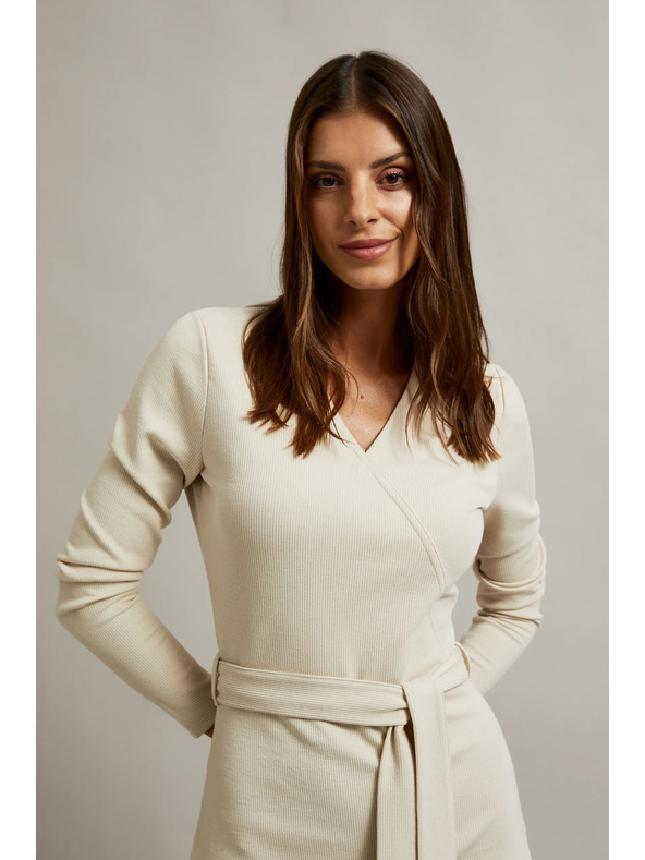 Moodo Светло бежова дамска рокля