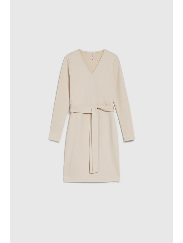 Moodo Светло бежова дамска рокля